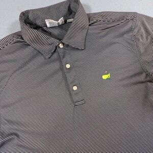 Masters Performance Golf Polo Shirt Mens Size Large Pinstripe Logo